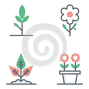 Spring Flowers flat Icons Pack