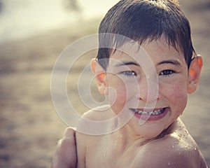 Cold Wet Boy at Beach