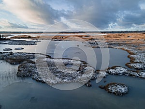 Cold winter lake kanieris sunset