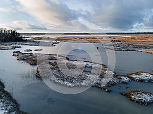 Cold winter lake kanieris sunset