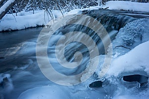 Cold Winter Morning Waterfall on Spring Fed Stream