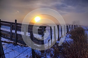 Cold Winter Prairie Sunset Snow Storms Alberta Canada