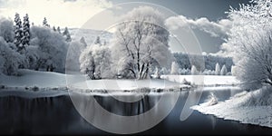 Cold winters landscape, Generative AI