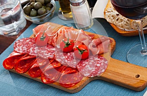 Coldcuts of Spanish cured jamon and sausages