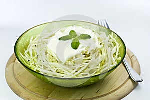 A cole cream salad with caper and pepper-cutted photo