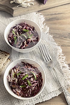 Coleslaw salad with fresh cabbage and green onions