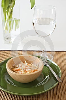 Coleslaw Salad with Water Glass