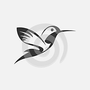 Colibri or humming bird icons. Vector isolated set of flying birds with spread flittering wings,EPS 8,EPS 10