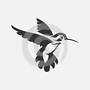 Colibri or humming bird icons. Vector isolated set of flying birds with spread flittering wings,EPS 8,EPS 10