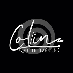 Colin Beauty vector white color signature name logo