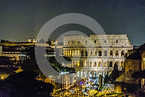 Coliseum Aerial view Night Scene, Rome