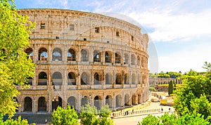 Coliseum Amphitheatrum Flavium or Colosseo, Rome, Italy.