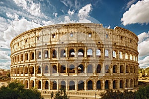 Coliseum  Amphitheatrum Flavium or Colosseo, Rome, Italy. photo