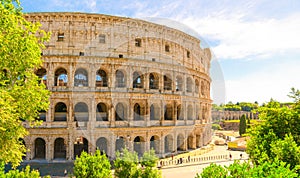 Coliseum Amphitheatrum Flavium or Colosseo, Rome, Italy. photo