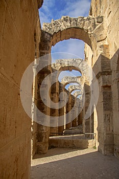 Coliseum of El Jem Tunisia. Ancient amphitheatre