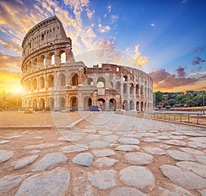 Coliseum Amphitheatrum Flavium or Colosseo, Rome, Italy