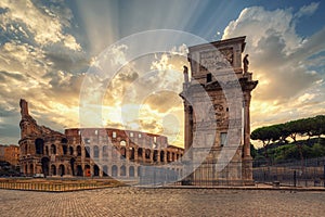 Coliseum or Flavian Amphitheatre , Rome, Italy.