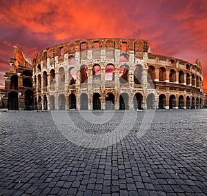 Coliseum or Flavian Amphitheatre , Rome, Italy.