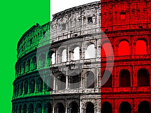 Coliseum on Italian flag