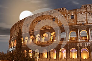 Coliseum Night Moon (Colosseo - Rome - Italy)