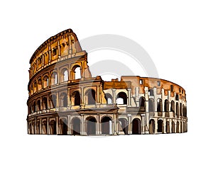Coliseum in Rome, Italy, colored drawing, realistic