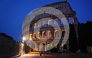 Coliseum Rome Italy, side view at night