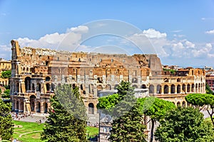 The Coliseum and the Triumphal arch of Constantine, view from the Capitoline Hill