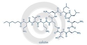 Colistin antibiotic drug molecule. Skeletal formula. photo