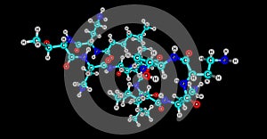 Colistin molecular structure isolated on black photo