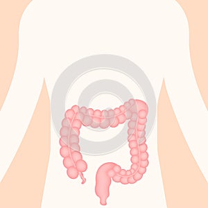 Colitis for medical design. Gastroenterology. Gut constipation icon design. Health care. Vector stock illustration.