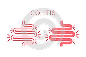 Colitis for medical design. Gastroenterology. Gut constipation icon design. Health care. Vector stock illustration.