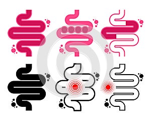 Colitis. Stomach. Gut constipation, Abdominal and bloating vector. Gastroenterology for medical. Health care concept