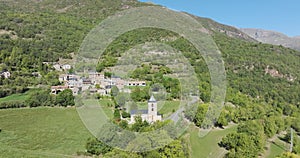 Coll panoramic aerial view, in the Vall de Boi, Lleida Spain