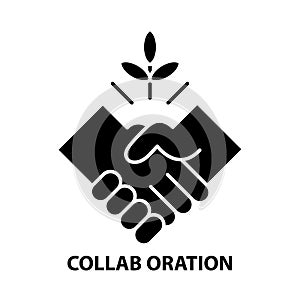 collab oration icon, black vector sign with editable strokes, concept illustration