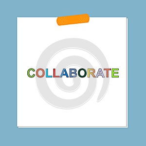 collaborate post it on blue