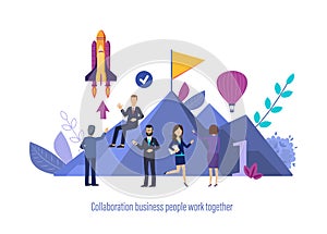 Collaboration business people work together. Collective business partnership with colleagues.