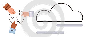 Collaboration and Cloud Integration Concept with Puzzle Pieces and Cloud Outline