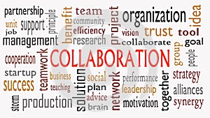 Collaboration concept in word cloud isolated on white background - Illustration