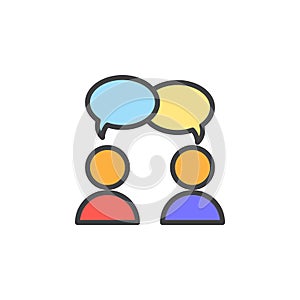 Collaboration, conversation filled outline icon, line vector sign, linear colorful pictogram.