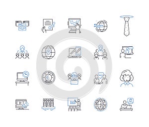 Collaboration coordination line icons collection. Partnership, Synergy, Cooperation, Alliance, Integration, Consensus