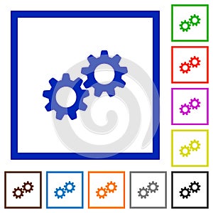 Collaboration flat framed icons