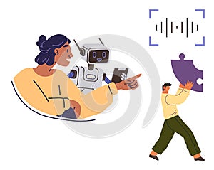 Collaboration Between Human and Robot with AI Technology and Problem-Solving Puzzle Concept