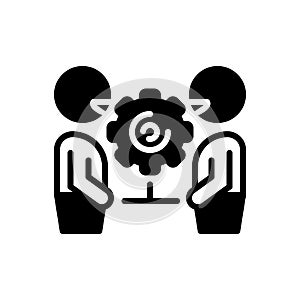 Black solid icon for Collaboration, copartnership and team
