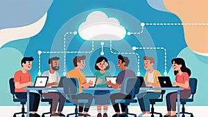 Collaboration and innovation in a bright, creative workspace