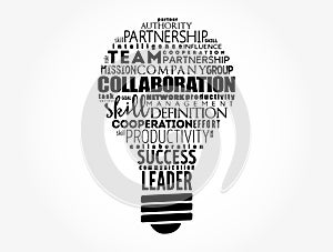 COLLABORATION light bulb word cloud collage, business concept