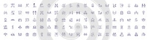 Collaboration line icons signs set. Design collection of Cooperation, Partnership, Teamwork, Alliance, Synchronization photo