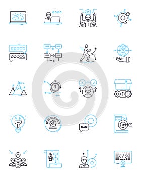 Collaboration linear icons set. Teamwork, Partnership, Cooperation, Synergy, Alliance, Unity, Joint venture line vector