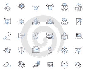 Collaboration people line icons collection. Partnership, Teamwork, Alliance, Unity, Cohesion, Synergy, Cooperation