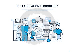 Collaboration technology. Cooperation, partnerships, teamwork, sales, research and marketing.