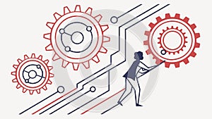 Collaboration in Technology: Gear & Circuitry, vector design Generative AI